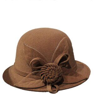 ✨ Zonsaoja Vintage Church Women Brown Winter Bucket Elegant Flower Cloche Hat